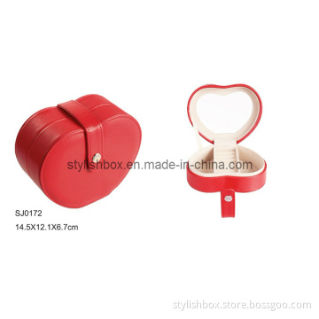 Heart-Shape Red PU Jewelry Box (SJ0172)